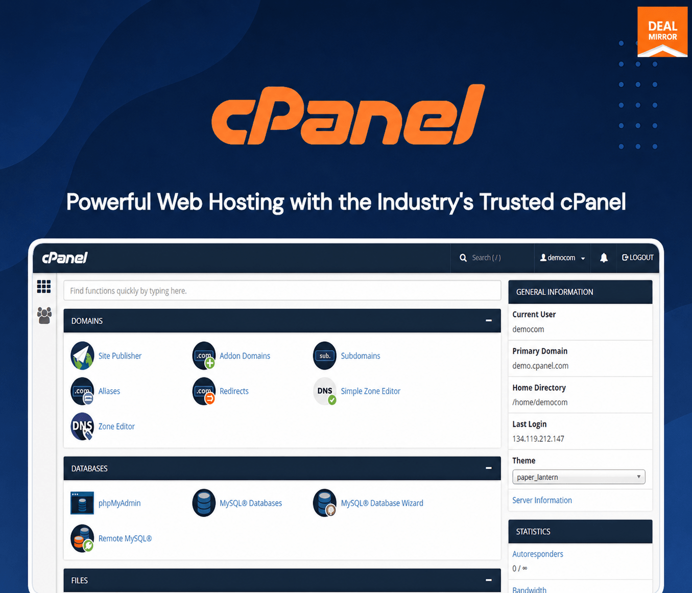 cPanel web hosting DealMirror product banner